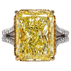 J. Birnbach 9,02ct GIA Fancy Gelb VS2 Radiant Diamant Solitär Ring