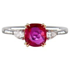 J. Birnbach AGL Certified 1.29 Carat Pinkish-Red Burmese Ruby & Diamond Ring