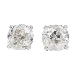 J. Birnbach Antique Cushion Cut Diamond Stud Earrings