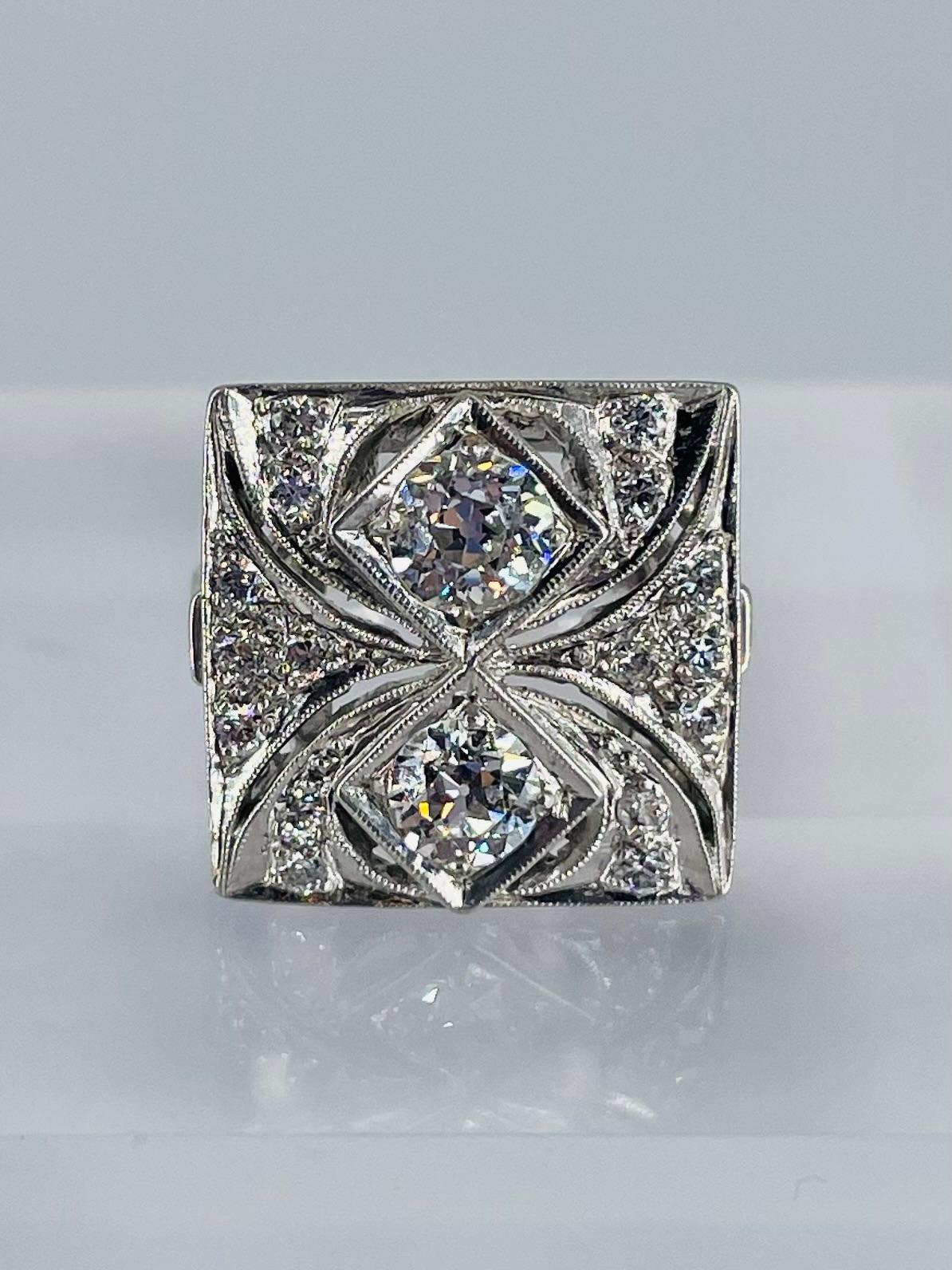 J. Birnbach Antique Filigree Ring with Old European Cut Diamonds For Sale 1