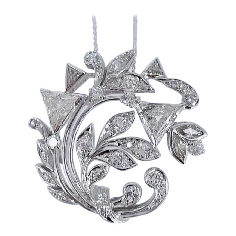 J. Birnbach Antiker Diamant-Anhänger mit Blumen- und Branch-Motiv im Angebot