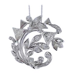 J. Birnbach Pendentif diamant à motif de fleurs et de branches anciennes