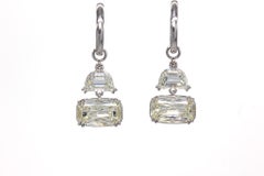 J. Birnbach Antique Step-Cut Half Moon & Elongated Cushion Cut Diamond Earrings