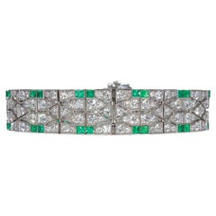 J. Birnbach Art Deco Emerald and Diamond Bracelet
