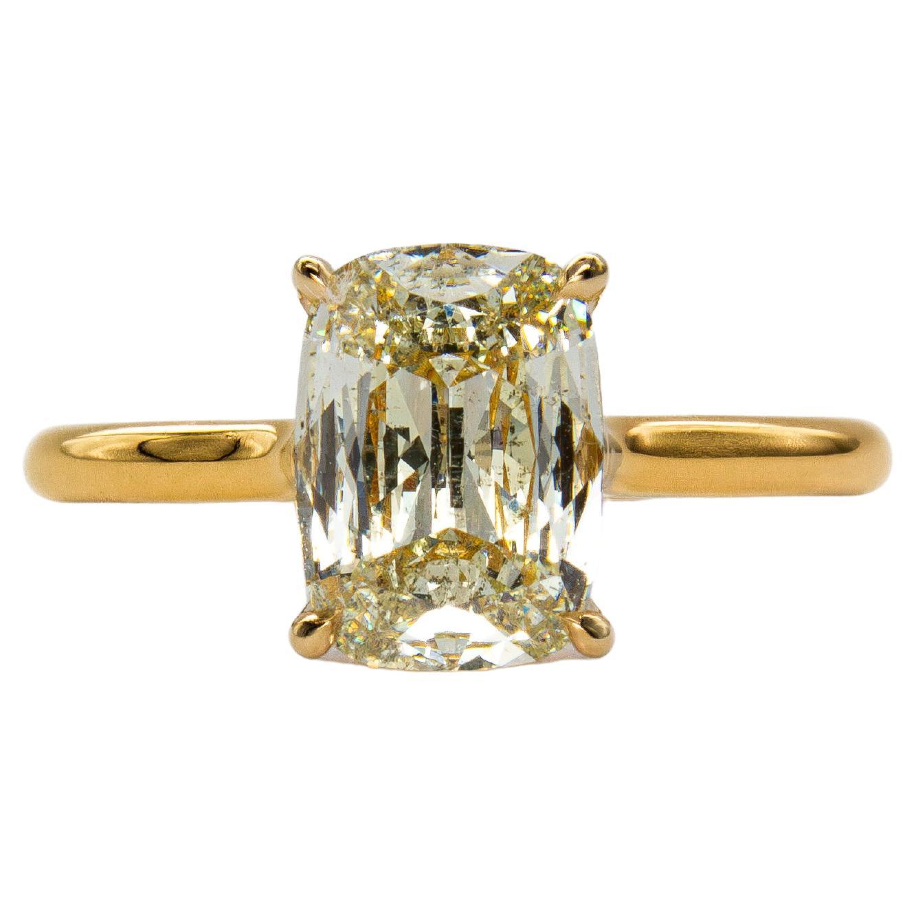 J. Birnbach Certified GIA 1.51 L SI1 Cushion Cut Diamond Solitaire Ring For Sale