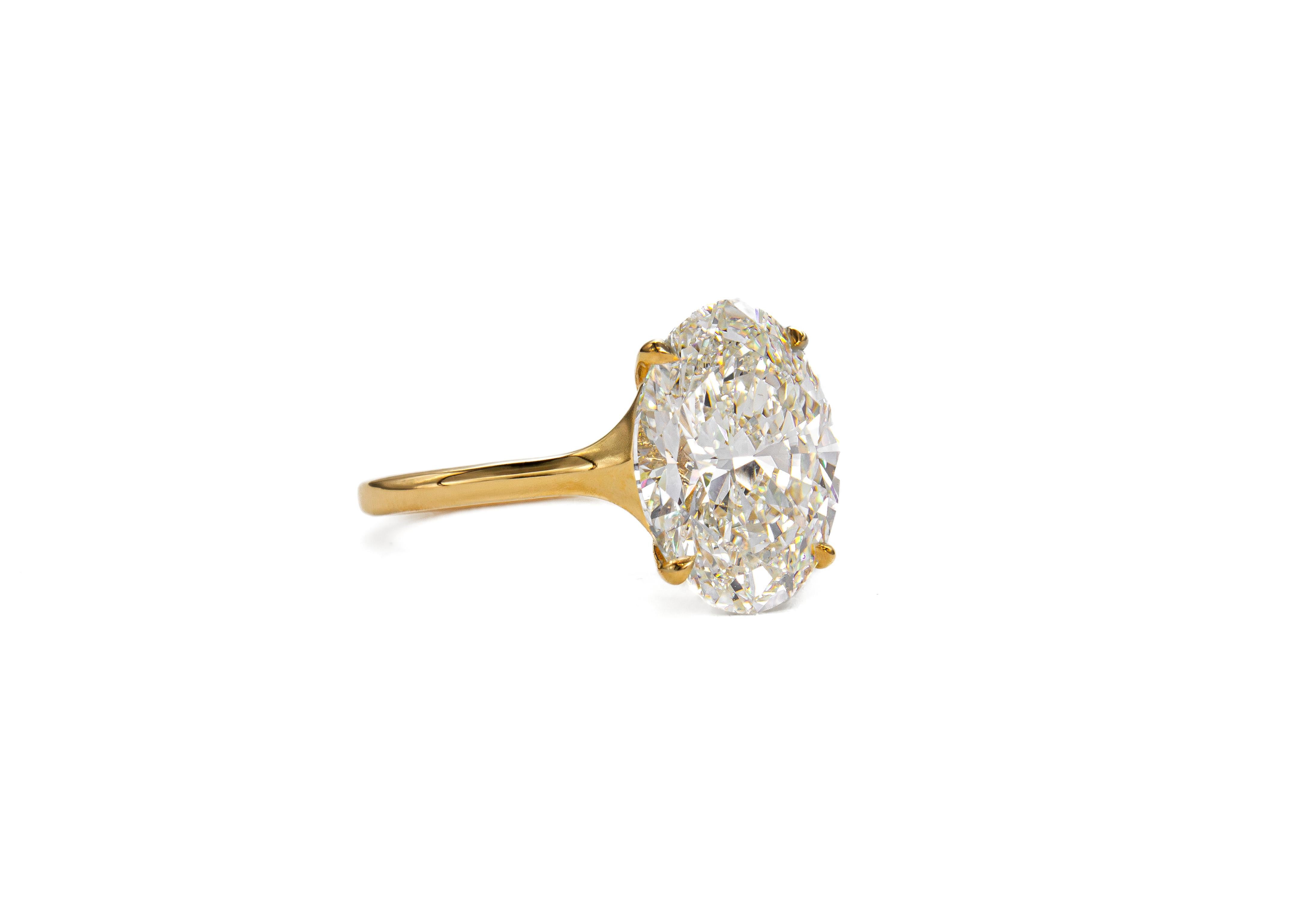 J. Birnbach Certified GIA I SI1 Oval Diamond Flared Shank Solitaire Ring (Zeitgenössisch) im Angebot