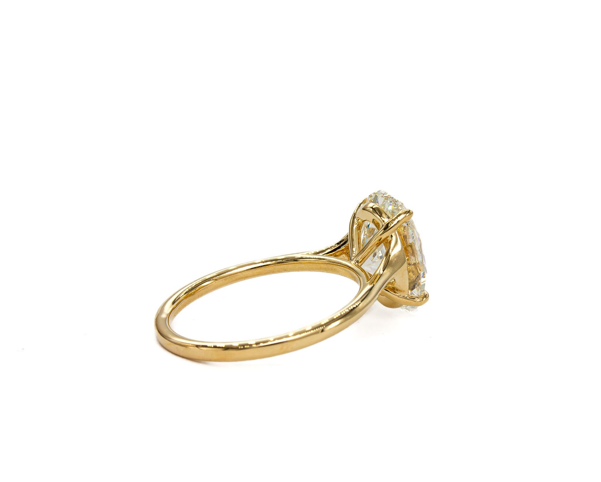 J. Birnbach Certified GIA I SI1 Oval Diamond Flared Shank Solitaire Ring (Ovalschliff) im Angebot