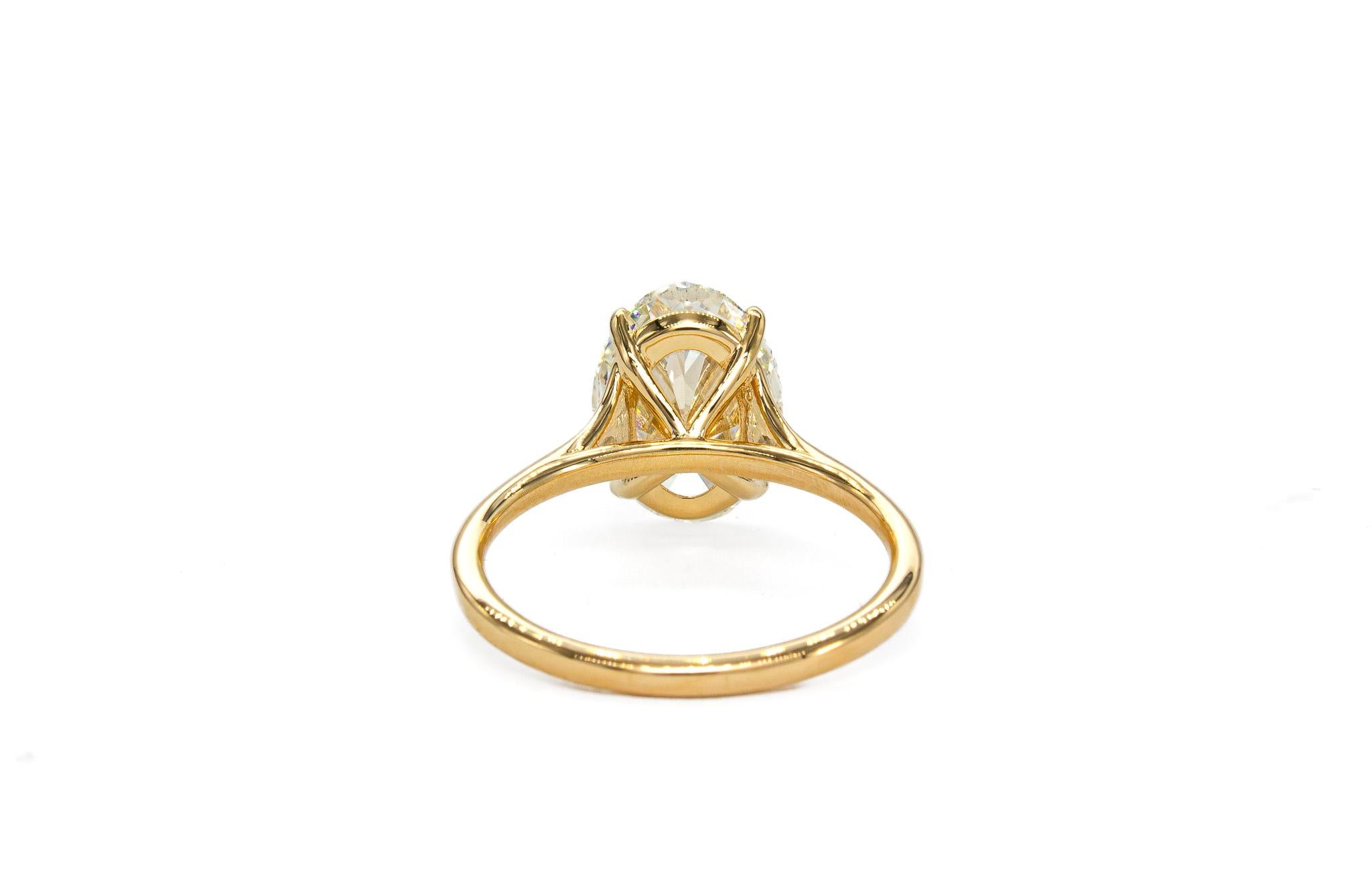 J. Birnbach Certified GIA I SI1 Oval Diamond Flared Shank Solitaire Ring im Zustand „Neu“ im Angebot in New York, NY