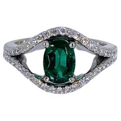 J. Birnbach Diamond and Emerald Ring in Platinum
