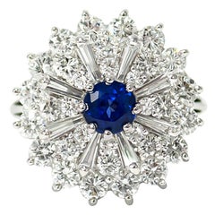 J. Birnbach Bague de style ballerine en platine avec diamants et saphirs