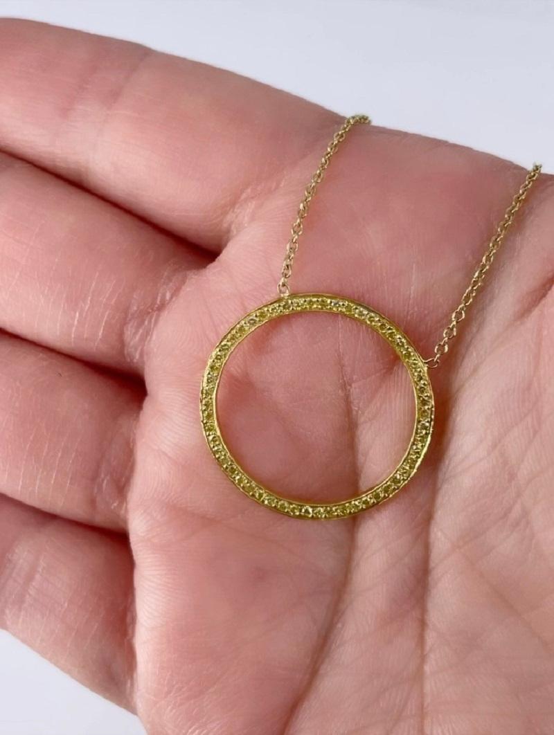 J. Birnbach Fancy Intense Yellow Diamond Open Circle Pendant in 18K Yellow Gold In New Condition For Sale In New York, NY