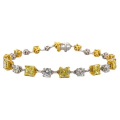 J. Birnbach Pulsera de diamantes brillantes redondos blancos y corte Asscher amarillo fantasía