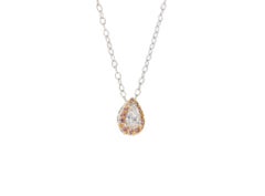 J. Birnbach GIA 0.25 Carat Pear Shaped White and Pink Diamond Pendant Necklace