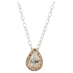 J. Birnbach GIA 0,25 Quilates Colgante de Diamante Blanco y Rosa en Forma de Pera