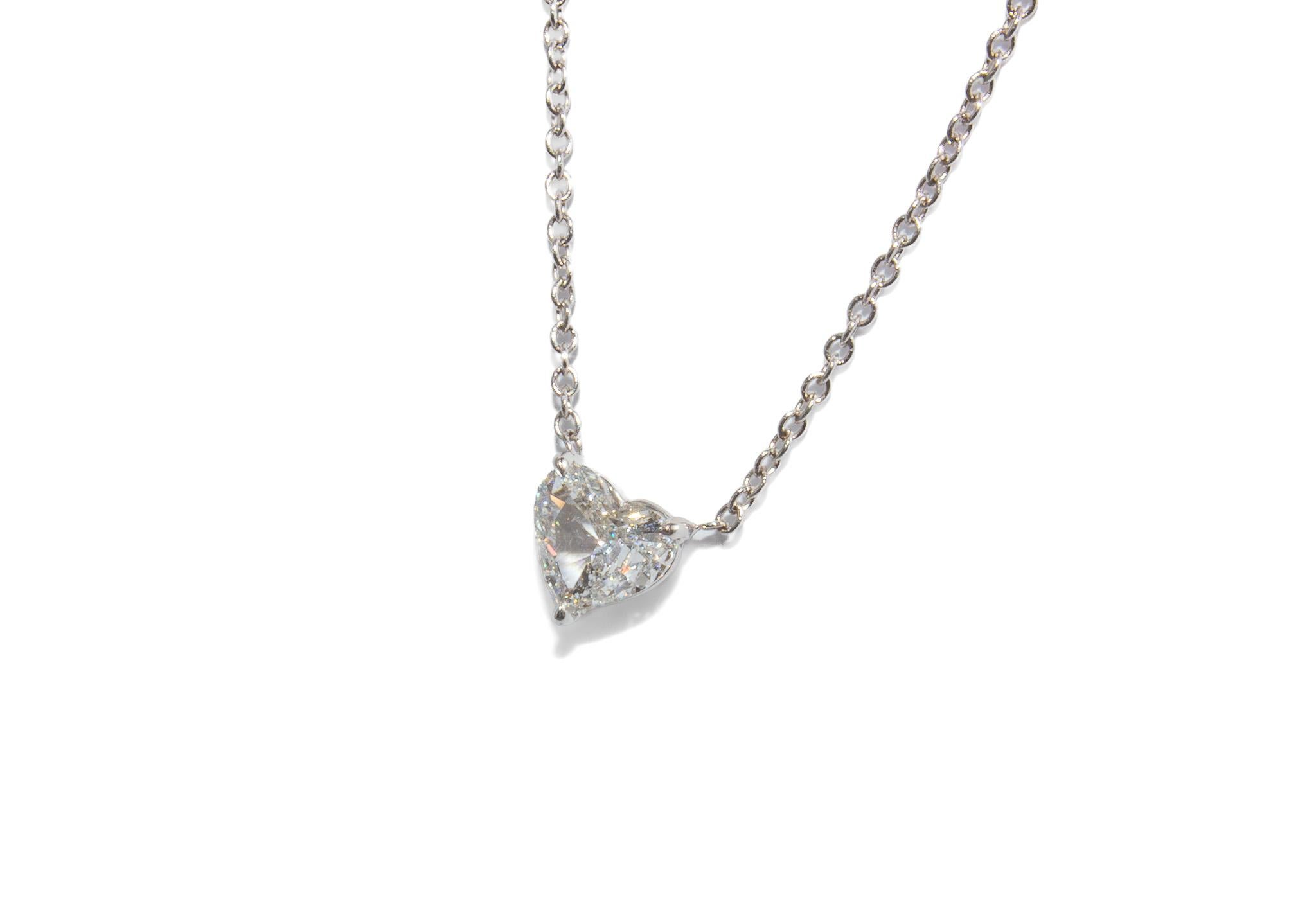 Contemporary J. Birnbach GIA 0.44 Carat D SI2 Heart Shape Diamond Solitaire Necklace For Sale