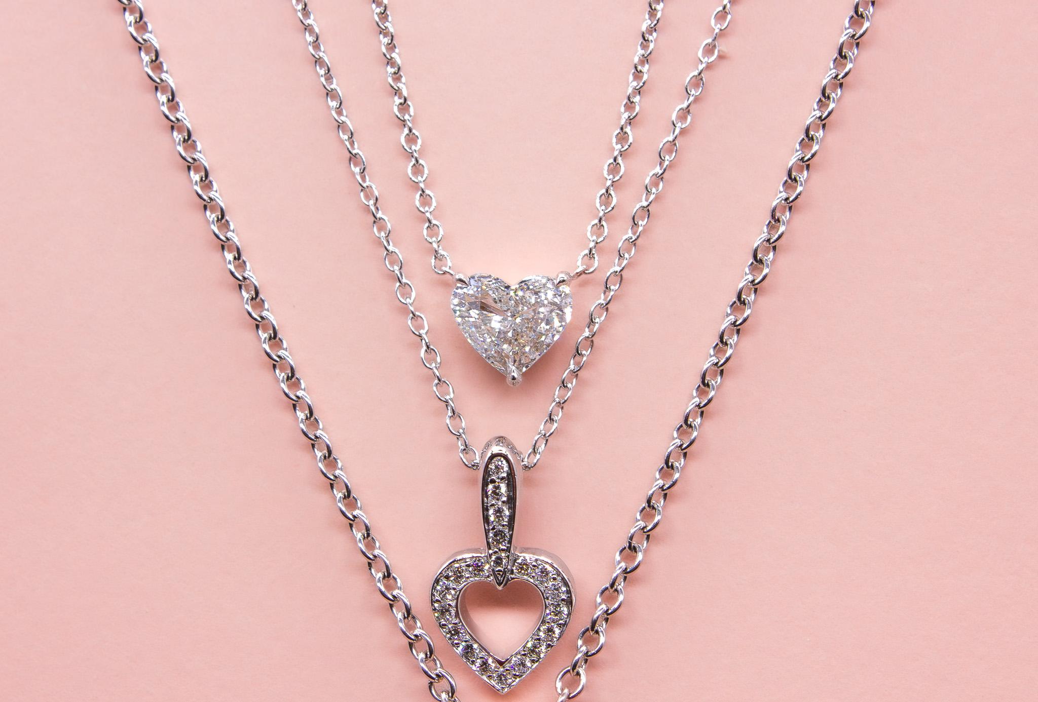 Heart Cut J. Birnbach GIA 0.44 Carat D SI2 Heart Shape Diamond Solitaire Necklace For Sale