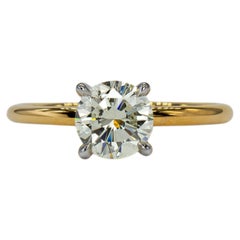 J. Birnbach GIA 0.88 Carat M SI1 Round Brilliant Diamond Two Tone Solitaire Ring