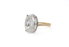 J. Birnbach GIA 10,02 quilates K SI1 Anillo solitario ovalado de diamantes en dos tonos