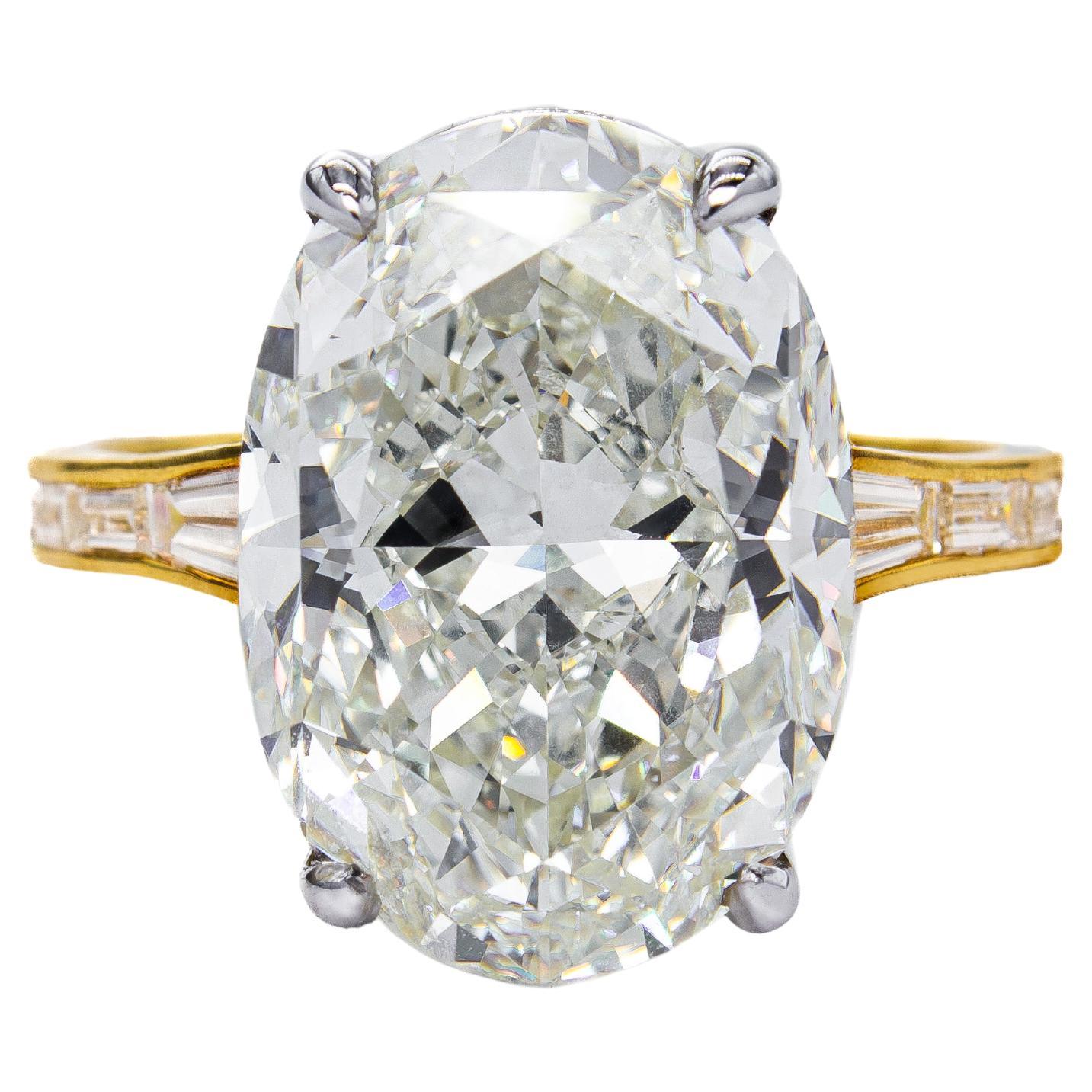 J. Birnbach GIA 10.02 Carat K SI1 Oval Diamond Two Tone Solitaire Ring For Sale