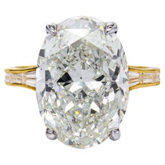J. Birnbach GIA 10.02 Carat K SI1 Oval Diamond Two Tone Solitaire Ring
