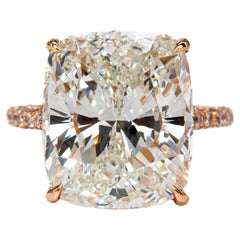 J. Birnbach GIA 10.33 Carat J SI1 Cushion Cut Diamond Hidden Halo Solitaire Ring