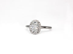 J. GIA 1.20 Carat D VVS1 Oval Diamond Halo Solitaire Ring