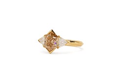 J. Birnbach GIA 1.20 Carat Fancy Orangy Brown Hexagon Diamond Three Stone Ring