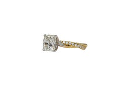 J. GIA Birnbach 1,20 Carati K VS2 Taglio Cuscino Diamante Solitario Twist Bicolore
