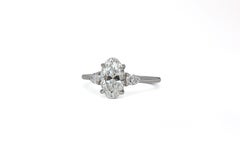 J. Birnbach GIA 1,28 Karat G VVS1 Oval Diamant Platin Drei Stein Ring