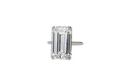 J. J. Birnbach GIA 13,01 Karat J VS2 Smaragdschliff Diamant Platin Solitär Ring