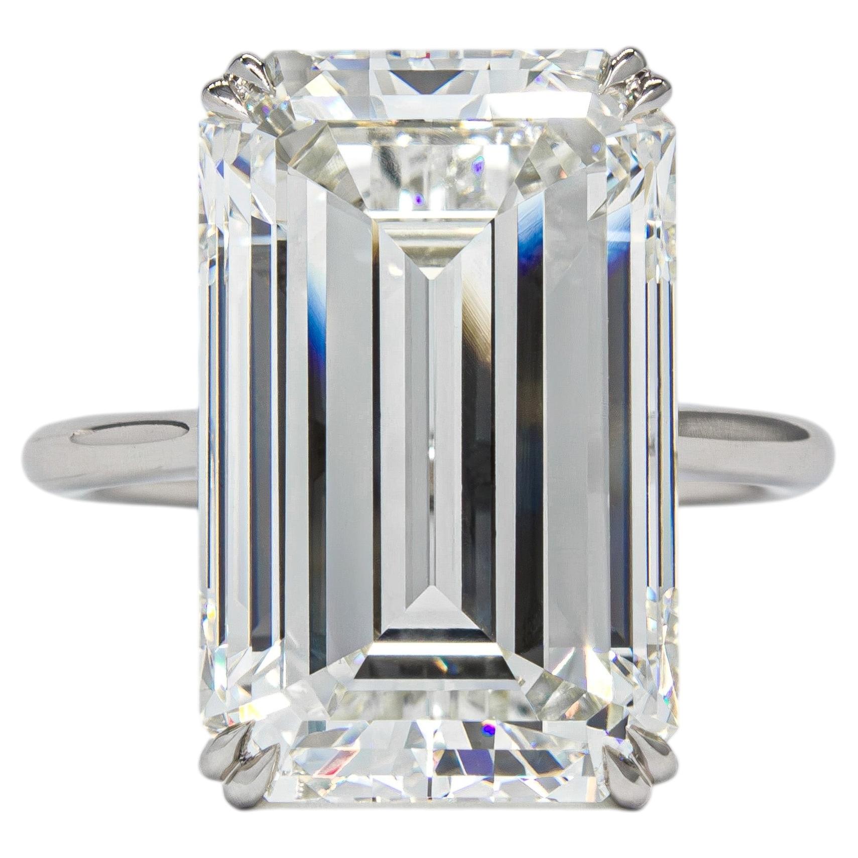 J. Birnbach GIA 13.01 Carat J VS2 Emerald Cut Diamond Platinum Solitaire Ring