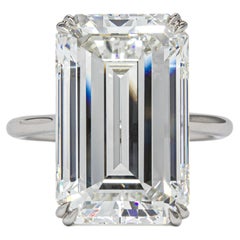 J. J. Birnbach GIA 13,01 Karat J VS2 Smaragdschliff Diamant Platin Solitär Ring
