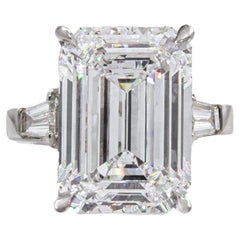 J. Birnbach GIA 13,09 Quilates D Diamante talla esmeralda sin defectos Anillo de tres piedras