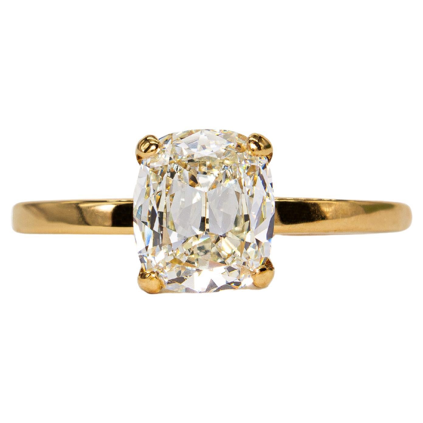 J. Birnbach GIA 1.35 Carat L SI1 Cushion Brilliant Diamond Solitaire Ring