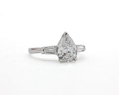 J. Birnbach GIA 1.38 Carat G SI2 Pear Shape Diamond Three-Stone Ring