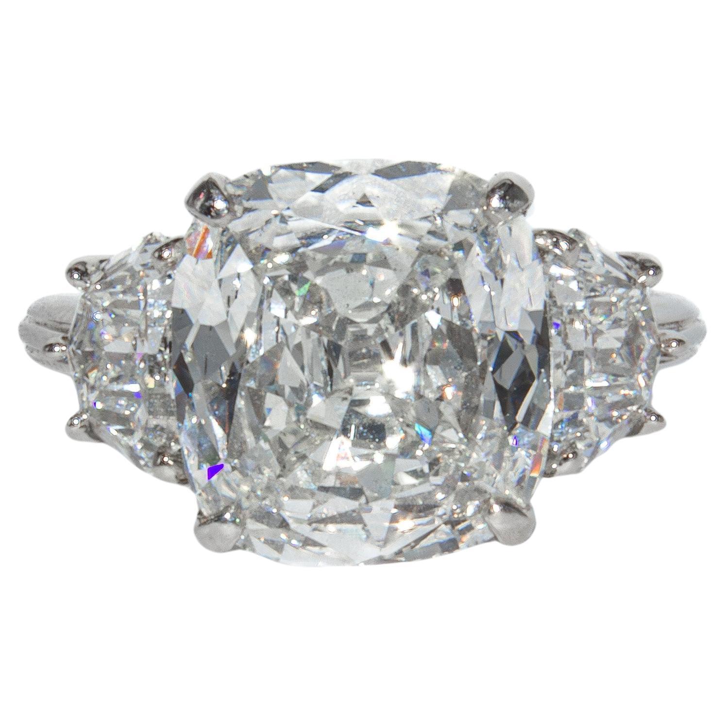 J. Birnbach GIA 14.34 H SI1 Carat Cushion Cut Diamond Three-Stone Ring