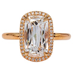 J. Birnbach GIA 1.50 Carat D VS2 Elongated Cushion Cut Diamond Halo Solitaire