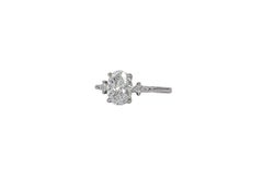 Anillo de platino con tres piedras de J. Birnbach, GIA, 1,50 quilates, E, SI1, forma ovalada