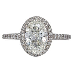 J. Birnbach GIA 1,50 Karat H VVS2 Oval Diamant Halo Solitär Ring
