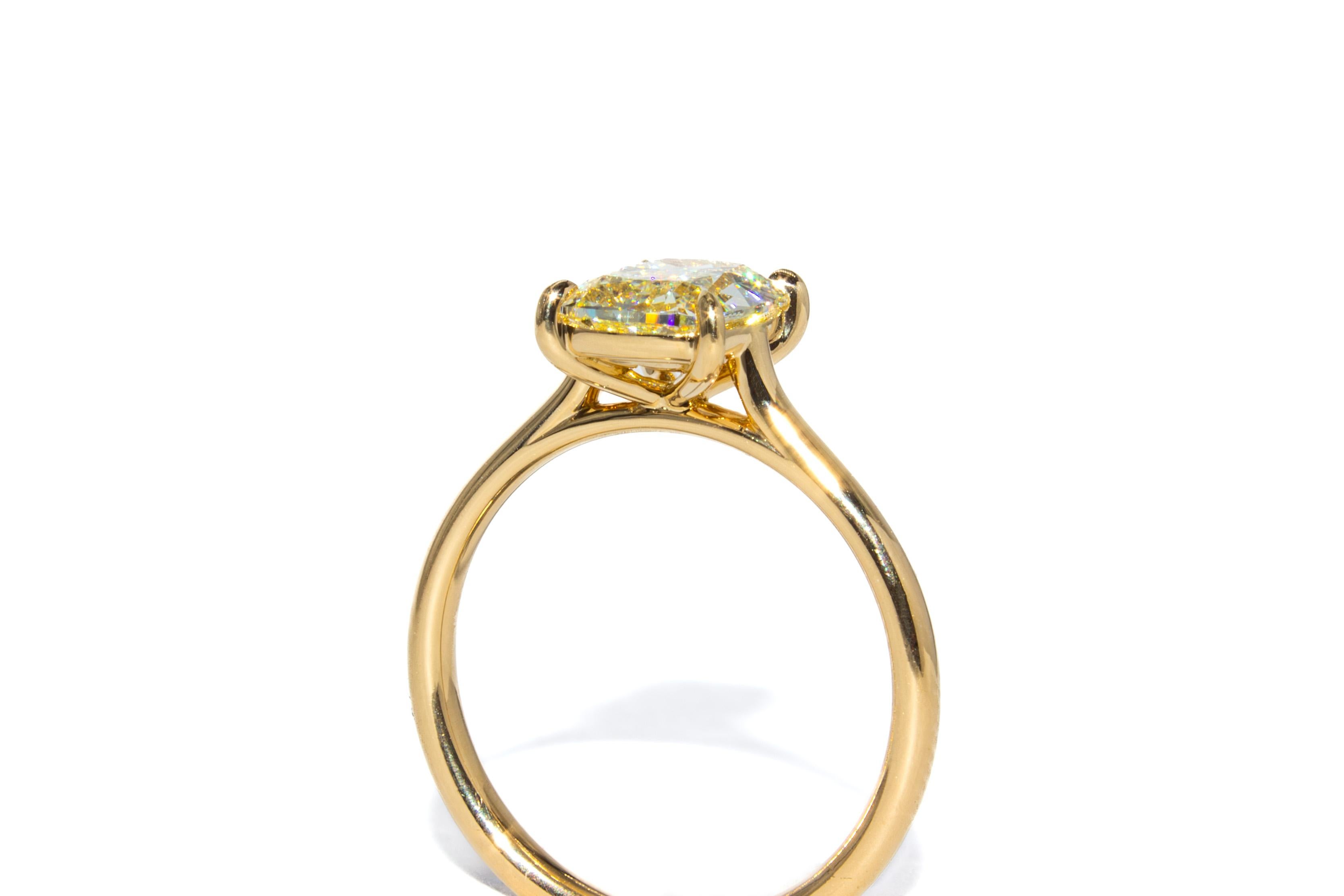 J. Birnbach GIA 1,50 Karat U VVS2 Länglicher Diamant Solitär Ring mit Kissenschliff im Angebot 1