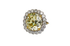 J.Birnbach GIA 15.11 Carat Fancy Intense Yellow Antique Cushion Cut Diamond Ring
