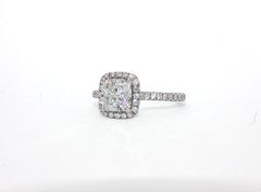 J. Birnbach GIA 1.60 Carat H VS2 Cushion Cut Diamond Halo Solitaire Ring