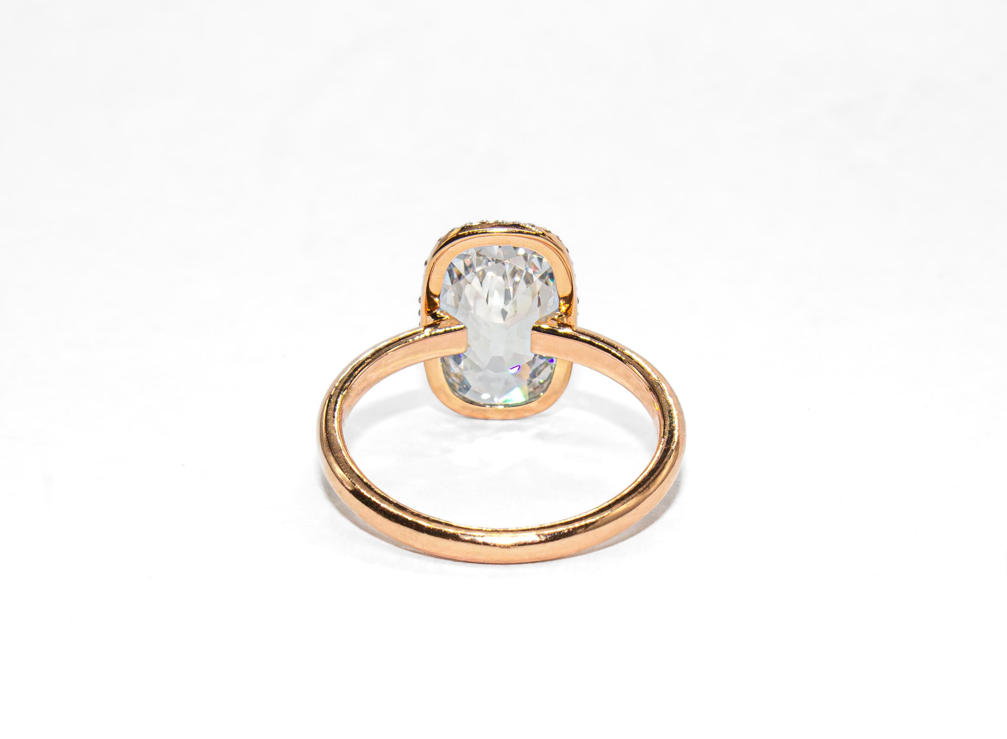 Cushion Cut J. Birnbach GIA 1.70 Carat E VVS2 Elongated Cushion Diamond Halo Ring For Sale