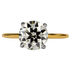 J. Solitaire en diamant européen ancien GIA 1,76 carat N sans défaut interne