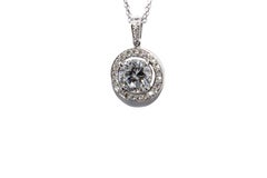 J. Birnbach GIA 1.77 Carat E SI2 Round Brilliant Diamond Halo Pendant Necklace