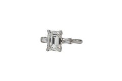 J. Birnbach GIA 1.79 Carat I SI1 Emerald Cut Diamond Three Stone Ring