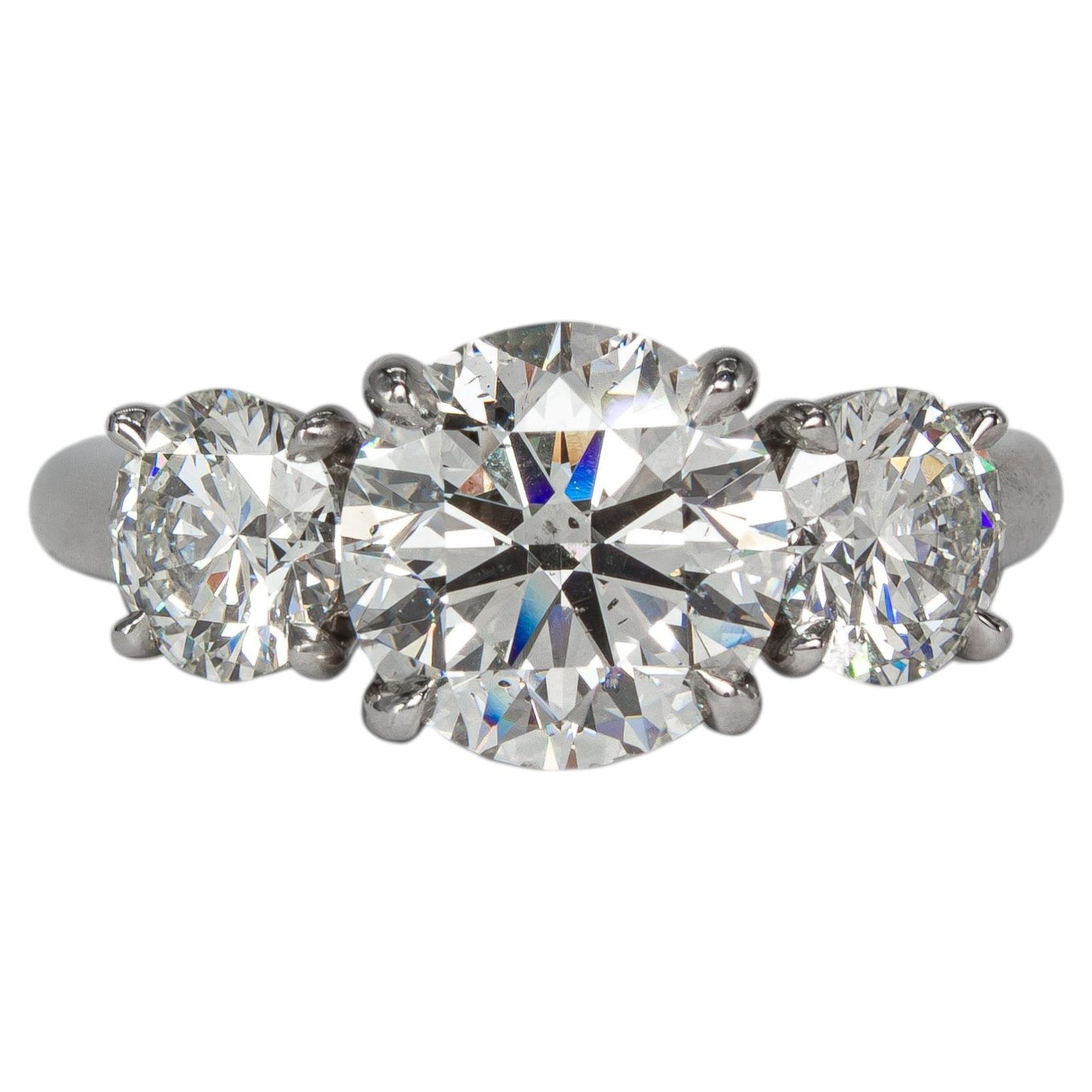 J. Birnbach GIA 1.83 Carat G SI1 Round Brilliant Cut Diamond Three Stone Ring