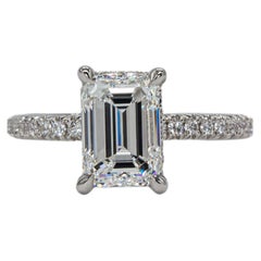 J. Birnbach GIA 1.83 Carat G SI2 Emerald Cut Diamond Hidden Halo Solitaire Ring