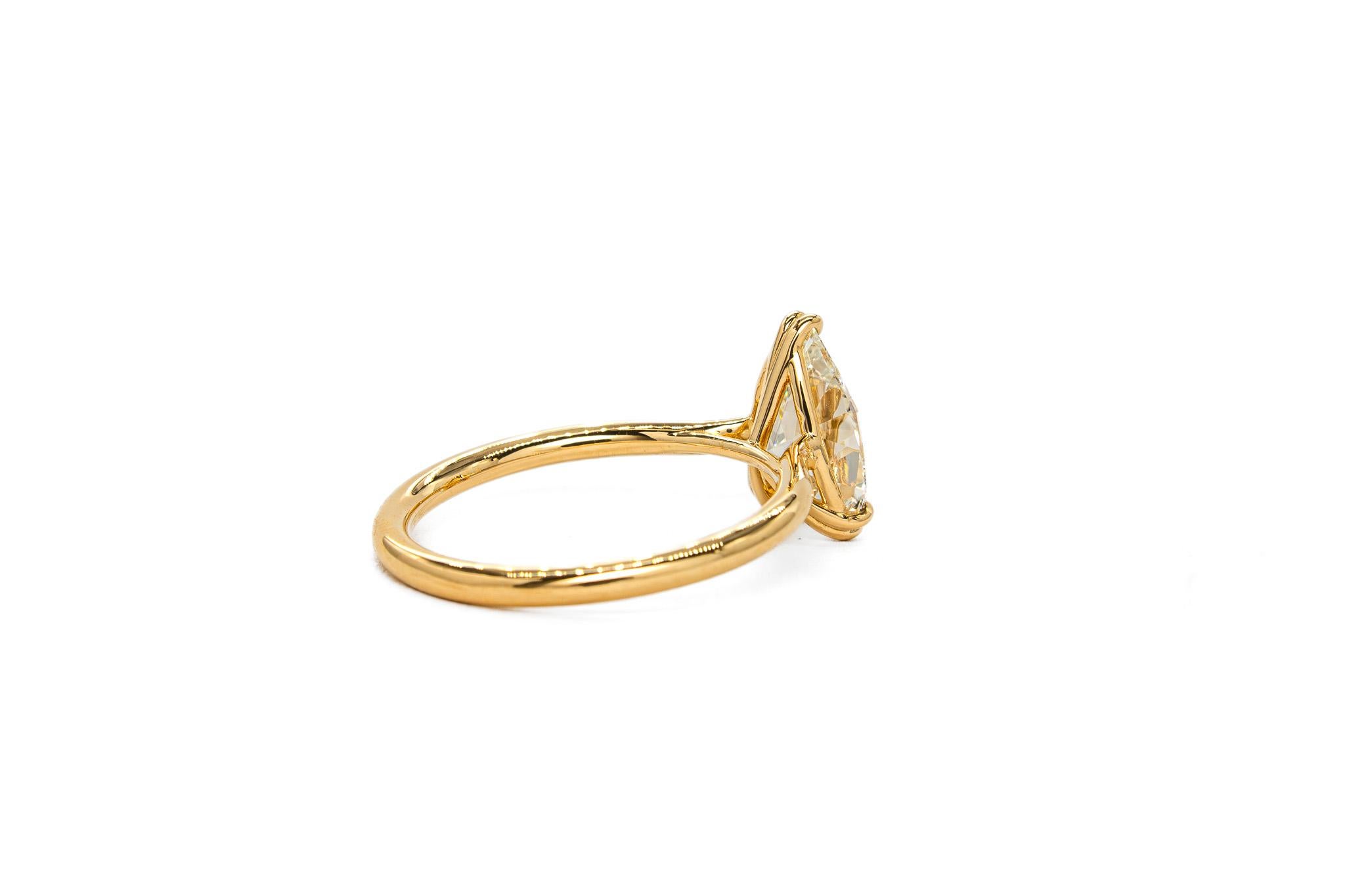 J. Birnbach GIA 1,86 Karat I VVS2 Antiker birnenförmiger Diamant Solitär Ring (Tropfenschliff) im Angebot