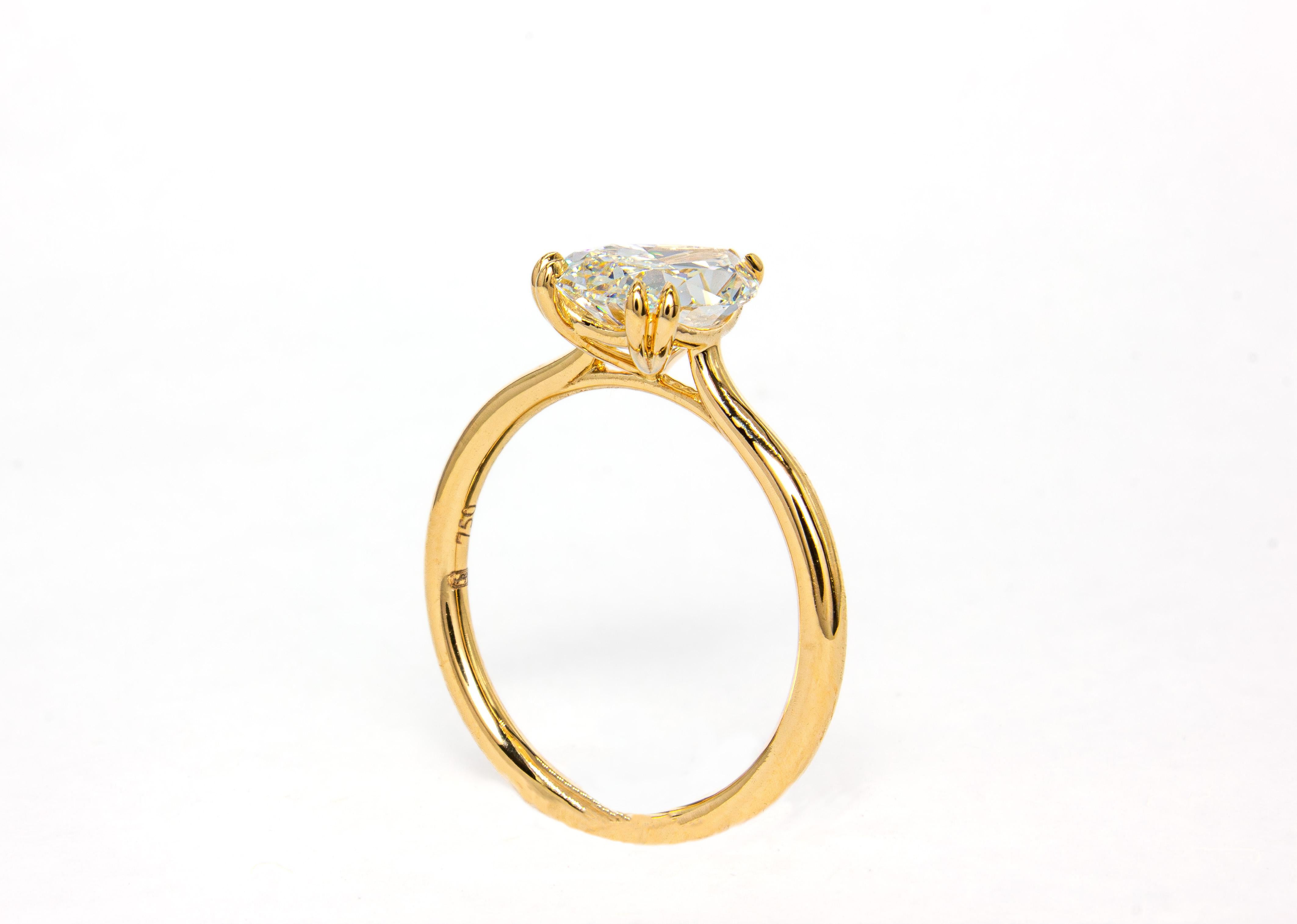 J. Birnbach GIA 1,86 Karat I VVS2 Antiker birnenförmiger Diamant Solitär Ring im Zustand „Neu“ im Angebot in New York, NY